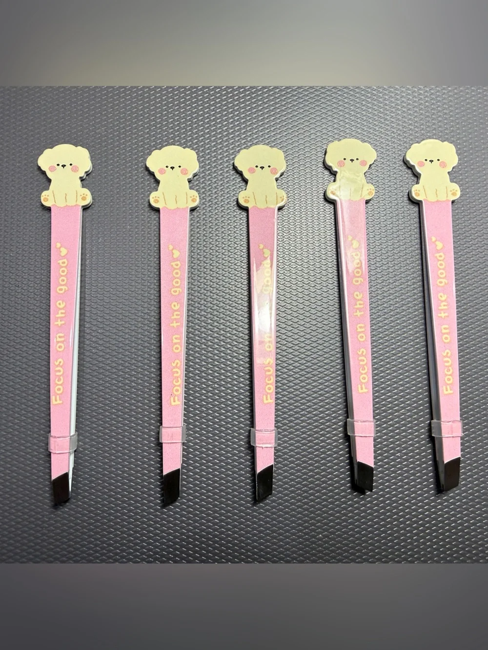 Cute Pink 'Focus on the Good' Tweezer Set